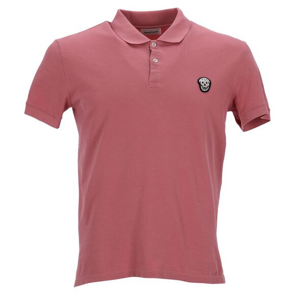 Alexander Mcqueen Skull Polo Shirt in Pink Cotton